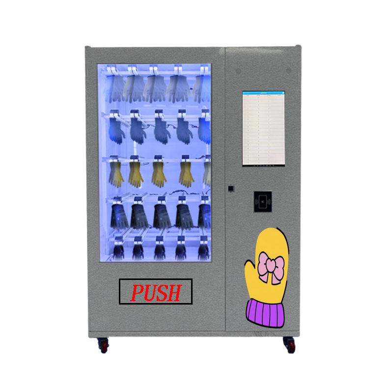 Micron costume glove vending machine with hanging slot and 21.5 inch touch screen for factory or outdoor